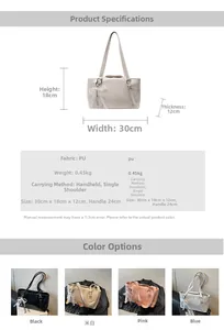 Detaillierte Größentabelle für Schleifen-Shopper mit Maßen 30x18x12cm und PU-Materialinfo