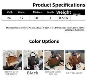 Tableau des tailles détaillé et spécifications de couleurs pour sac à main en cuir PU