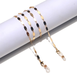 Metal Glasses Chain Non-Slip Oval Plate Link Fashion Eyewear Strap Lanyard Holder With Silicone Loops For Women Men