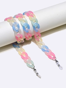 Colorful acrylic resin glasses chain in macaron shades with secure metal clips