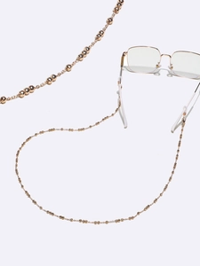 Elegant gold bead eyewear chain with silicone ends for glasses and face masks