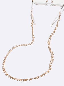 Handmade gold plated copper bead eyewear chain with elegant fringe and silicone loops