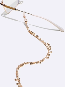 Handmade gold beaded chain strap for glasses with secure silicone anti-slip loops
