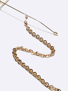 Thick golden circular link metal glasses chain with silicone anti-slip ends for women
