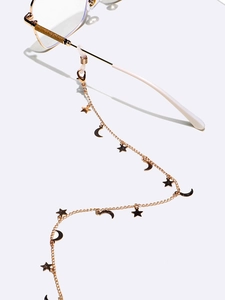 Minimalist gold star and moon chain eyewear retainer with anti-slip silicone loops
