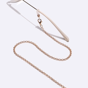 Goldene Brillenkette mit runden Gliedern, Karabinern und Silikonschlaufen an Brillen
