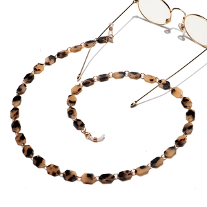 Fashion acrylic tortoiseshell leopard print glasses chain with golden metal rings
