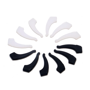 12-piece anti-slip silicone glasses ear hooks in black and translucent white colors