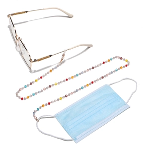 Handmade colorful crystal bead eyewear chain and face mask holder with lobster clasps
