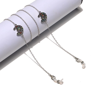 Brillenkette Halter Legierung Bunte Rhinestone Hufeisen Anhänger Anti Rutsch Maske Lanyard Riemen Mode Schmuck Für Damen