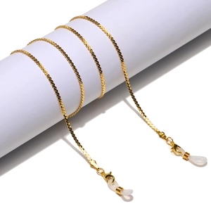 Golden wave chain glasses lanyard with lobster clasps and silicone loops for eyewear