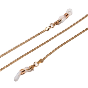 Detailed close-up of golden wavy snake chain with white non-slip silicone loops