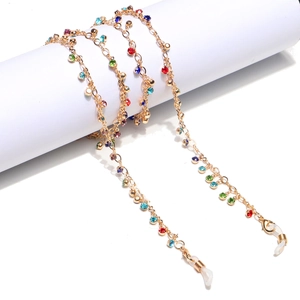 Catena Per Occhiali Strass Colorati Lega Cinturino Antiscivolo Supporto Per Mascherina Gioielli Di Moda Per Donna