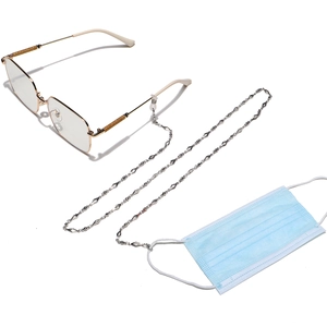 Chaîne géométrique argentée pour lunettes et masques avec maillons losanges