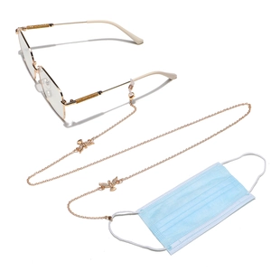 Gold punk bird eyewear and mask chain with sparkling rhinestones and lobster clasps