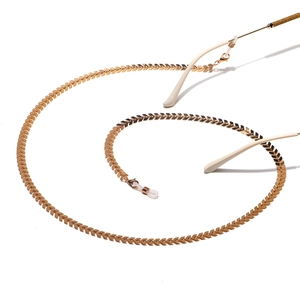 Handmade gold arrow-link eyewear chain with anti-slip silicone loops and lobster clasps