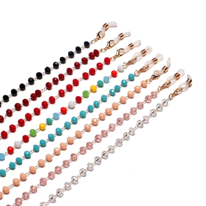 Multicolor Crystal Faceted Beads Glasses Chain Anti Slip Eyewear Lanyard For Sunglasses Mask Holder Handmade Gold Alloy