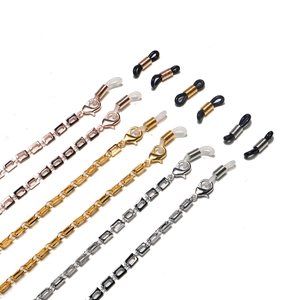 Metal Eyewear Chain Rectangular Box Link Glasses Strap Anti-Slip Silicone Loop Multi-Functional Mask Lanyard
