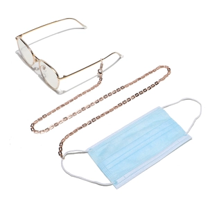 Rose gold rectangle link chain for glasses and masks with lobster clasps and silicone loops