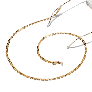 Handmade gold rectangular link chain for glasses and masks with anti-slip silicone loops
