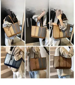 Vue multi-angles de sacs cabas matelassés en patchwork portés par un mannequin