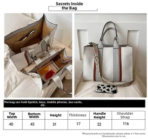 Guide des tailles pour grand sac cabas avec dimensions de 43cm de large et 31cm de haut