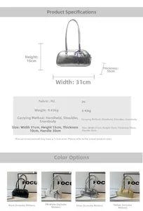Detailed dimension guide for the minimalist PU leather handbag with color options