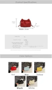 Detailed size guide and parameters for the pleated cloud bag with dimensions 21x16x8cm