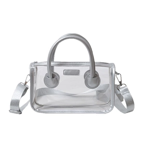 Moderne transparente PVC-Gelée-Tasche mit silbernem PU-Besatz und verstellbarem Riemen
