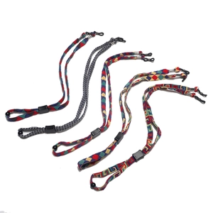 Set of five ethnic style eyeglass chains with colorful geometric and tribal patterns