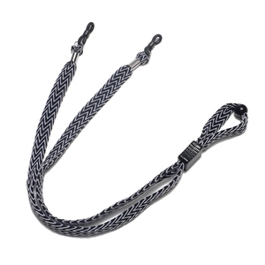 Detail of chevron pattern eyeglass strap with adjustable buckle and non-slip loops