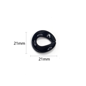 Polished black 21mm resin acrylic chain link for minimalist fashion eyewear cords