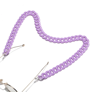 Colorful purple acrylic resin eyewear chain with thick links for stylish anti-slip support