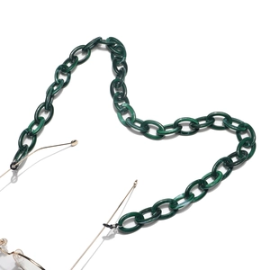 Dark green marble acrylic eyeglass chain with resin links on gold spectacles