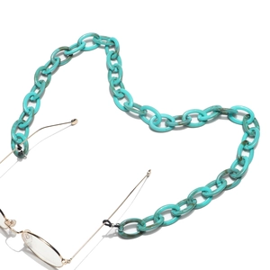 Green marble resin acrylic eyeglass chain with large oval links and non-slip loops