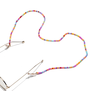 Colorful beaded sunglasses chain with vibrant round beads for a stylish beach look