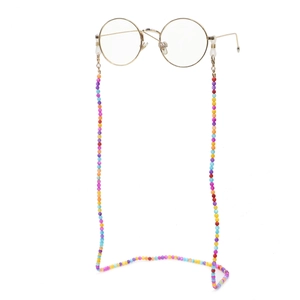 Colorful round shell bead glasses chain for beach with anti-slip rubber loops and gold clips