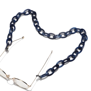 Close-up of deep blue marble texture resin chain links for fashion eyewear strap