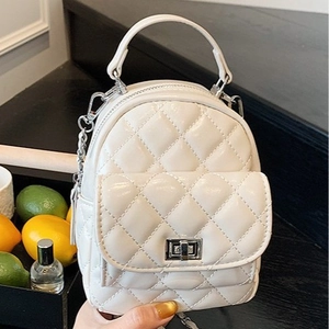 Mini Backpack Quilted PU Leather Silver Chain Strap Flap Pocket Chic Summer Trendy For Women