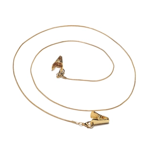Golden snake chain eyewear strap with lobster clasps and alligator clips for versatility