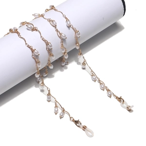 Fashion Metal Alloy White Waterdrop Faux Artificial Pearl Glasses Chain Anti-slip Eyewear Strap Multipurpose Mask Lanyard Holder
