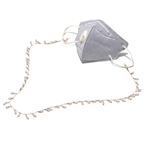 Handmade gold chain glasses strap with white teardrop pearls and lobster clasps