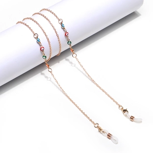 Evil Eye Glasses Chain Multi Color Enamel Beads Gold Alloy Anti Slip Eyewear Strap Mask Holder Bohemia Style For Women