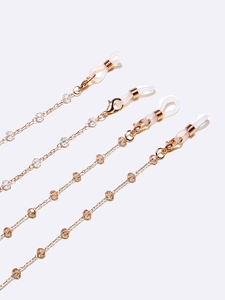 Lot de 4 chaînes à lunettes en cristal café avec finition or rose et boucles antidérapantes
