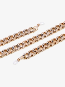 Golden chunky eyeglass chain with durable anti-slip silicone loops and metallic finish