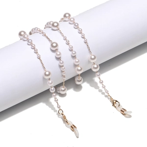 Handmade Gradient Faux Artificial Pearl Glasses Chain Anti-Slip Mask Lanyard For Women Gold Alloy Decorative Eyewear Strap