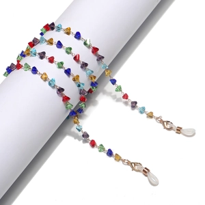 Colorful Crystal Bead Glasses Chain Alloy Metal Sunglasses Strap Anti-Slip Eyewear Holder Fashion Jewelry Neck Cord