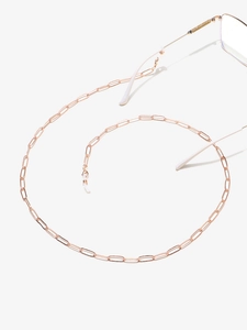 Détails de la chaîne de lunettes or rose avec maillons ovales et boucles en silicone