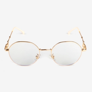 Classic round gold metal blue light blocking glasses with minimalist vintage frame
