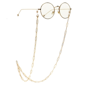 Lunettes dorées à monture ronde avec une chaîne à maillons trombone en métal élégante
